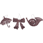 GIOCOPLAST NATALE - PENDENTE 3D GLITTER ROSA 10-15CM, MOD. ASS.