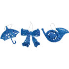 GIOCOPLAST NATALE - PENDENTE 3D GLITTER BLU 10-15CM, MOD. ASS.