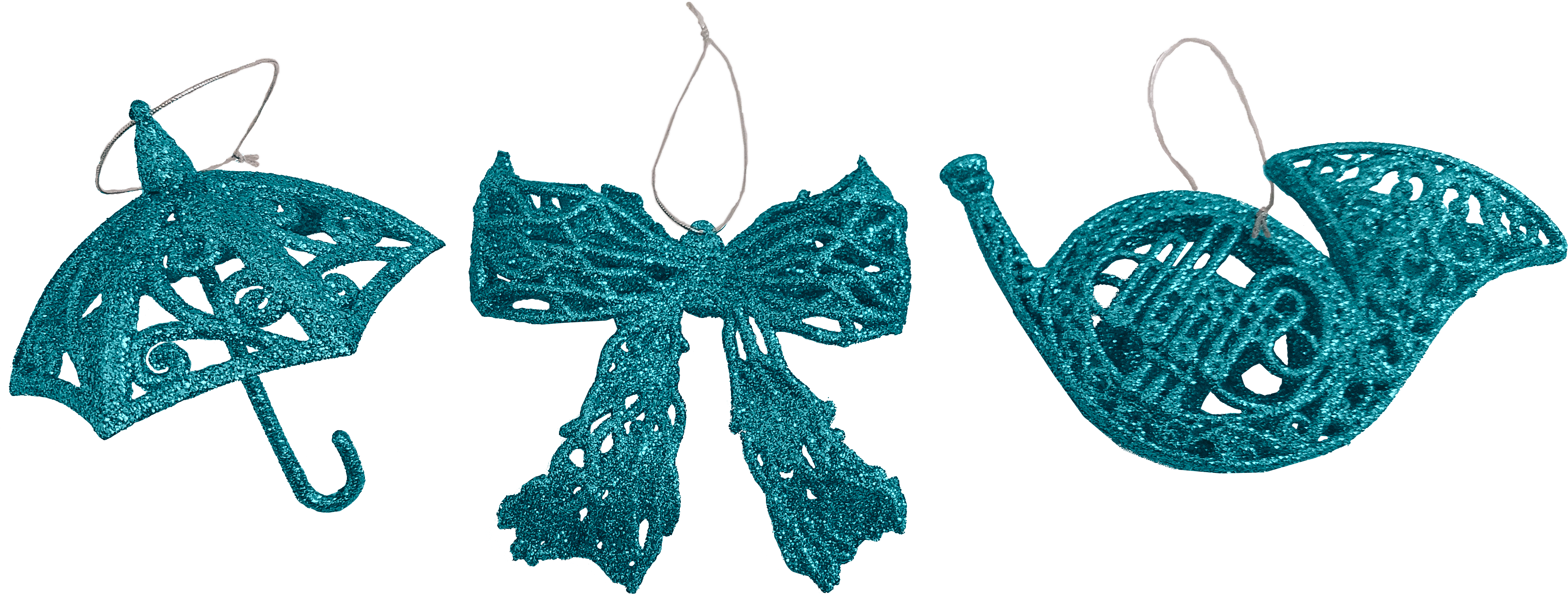 GIOCOPLAST NATALE - PENDENTE 3D GLITTER ICE BLUE 10-15CM, MOD. ASS.