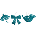 GIOCOPLAST NATALE - PENDENTE 3D GLITTER ICE BLUE 10-15CM, MOD. ASS.