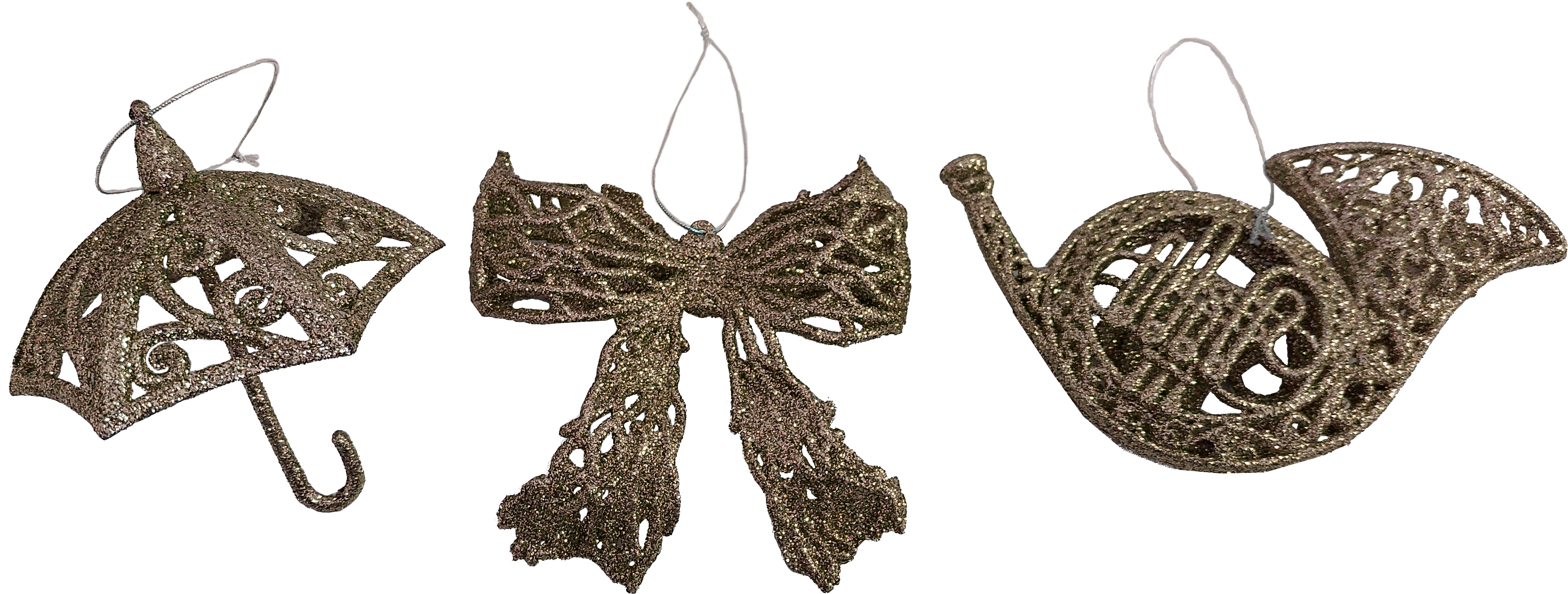 GIOCOPLAST NATALE - PENDENTE 3D GLITTER CHAMPAGNE 10-15CM, MOD. ASS.