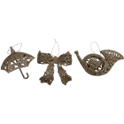 GIOCOPLAST NATALE - PENDENTE 3D GLITTER CHAMPAGNE 10-15CM, MOD. ASS.
