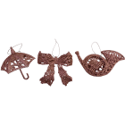 GIOCOPLAST NATALE - PENDENTE 3D GLITTER ROSE GOLD 10-15CM, MOD. ASS.