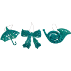 GIOCOPLAST NATALE - PENDENTE 3D GLITTER SMERALDO 10-15CM, MOD. ASS.