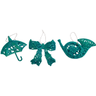 GIOCOPLAST NATALE - PENDENTE 3D GLITTER SMERALDO 10-15CM, MOD. ASS.