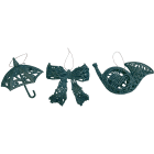 GIOCOPLAST NATALE - PENDENTE 3D GLITTER TITANIUM 10-15CM, MOD. ASS.