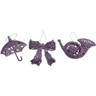 GIOCOPLAST NATALE - PENDENTE 3D GLITTER PURPLE 10-15CM, MOD. ASS.