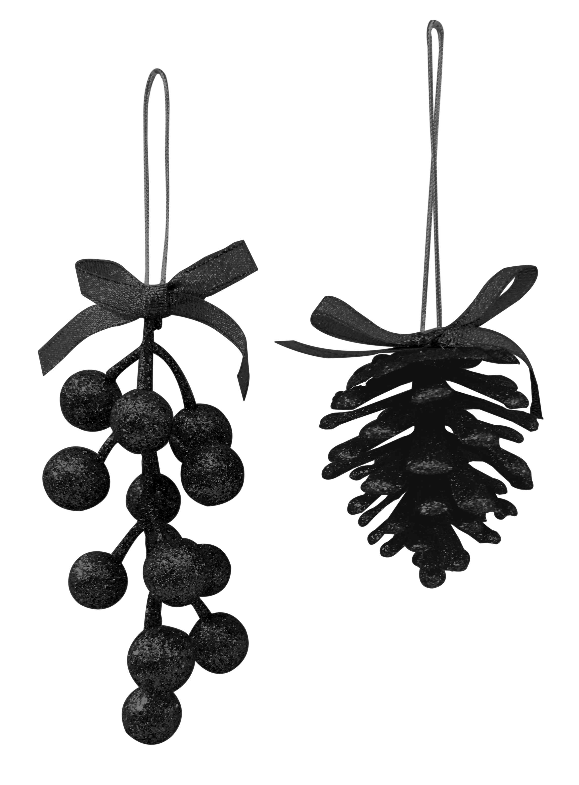 GIOCOPLAST NATALE - PIGNA/BACCHE GLITTER BLACK 6/13 CM