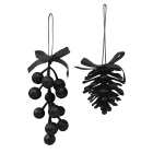 GIOCOPLAST NATALE - PIGNA/BACCHE GLITTER BLACK 6/13 CM