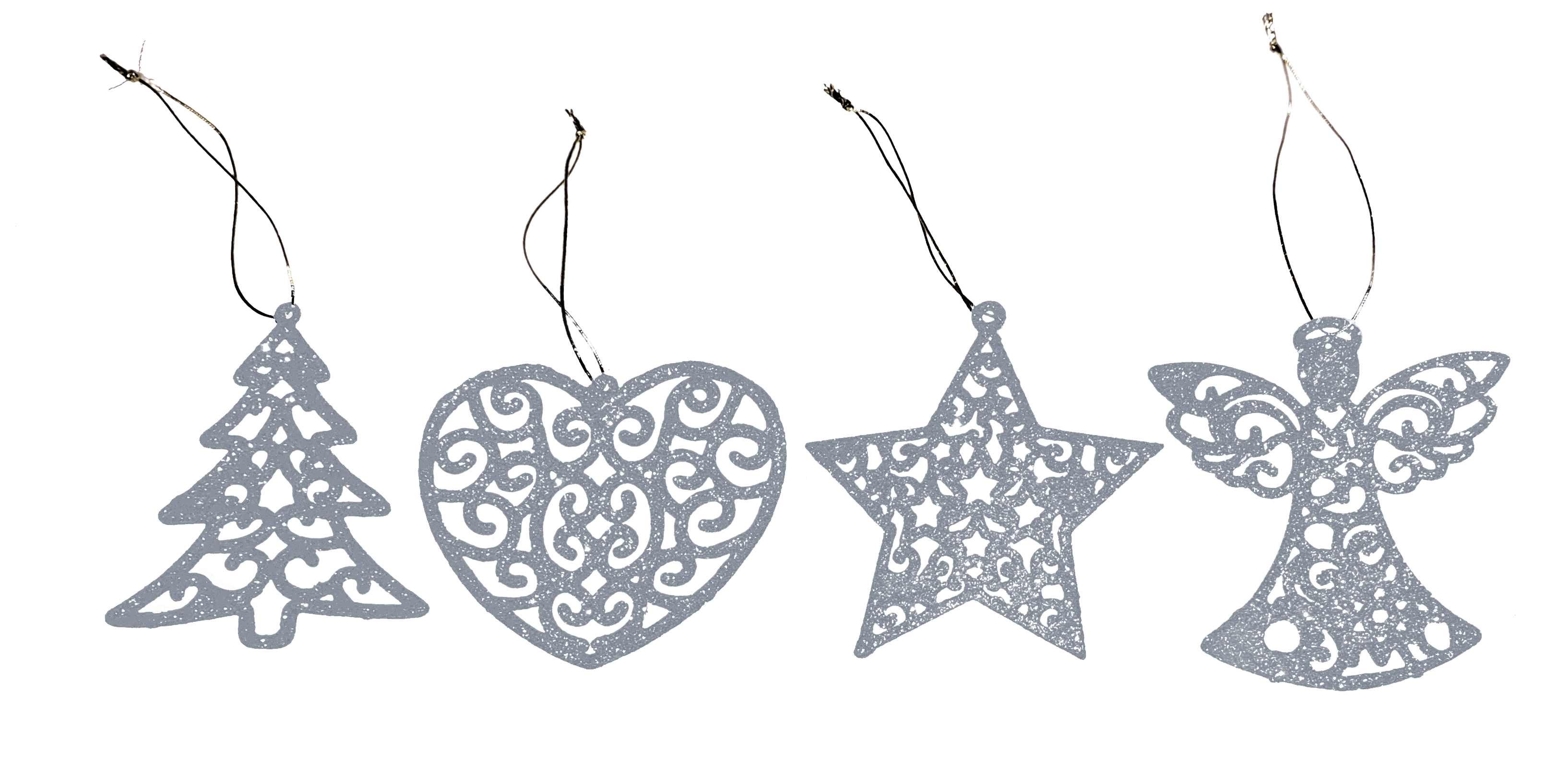 GIOCOPLAST NATALE - ADDOBBO GLITTER ARGENTO 10 CM, MOD. ASS.