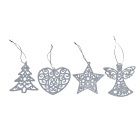 GIOCOPLAST NATALE - ADDOBBO GLITTER ARGENTO 10 CM, MOD. ASS.