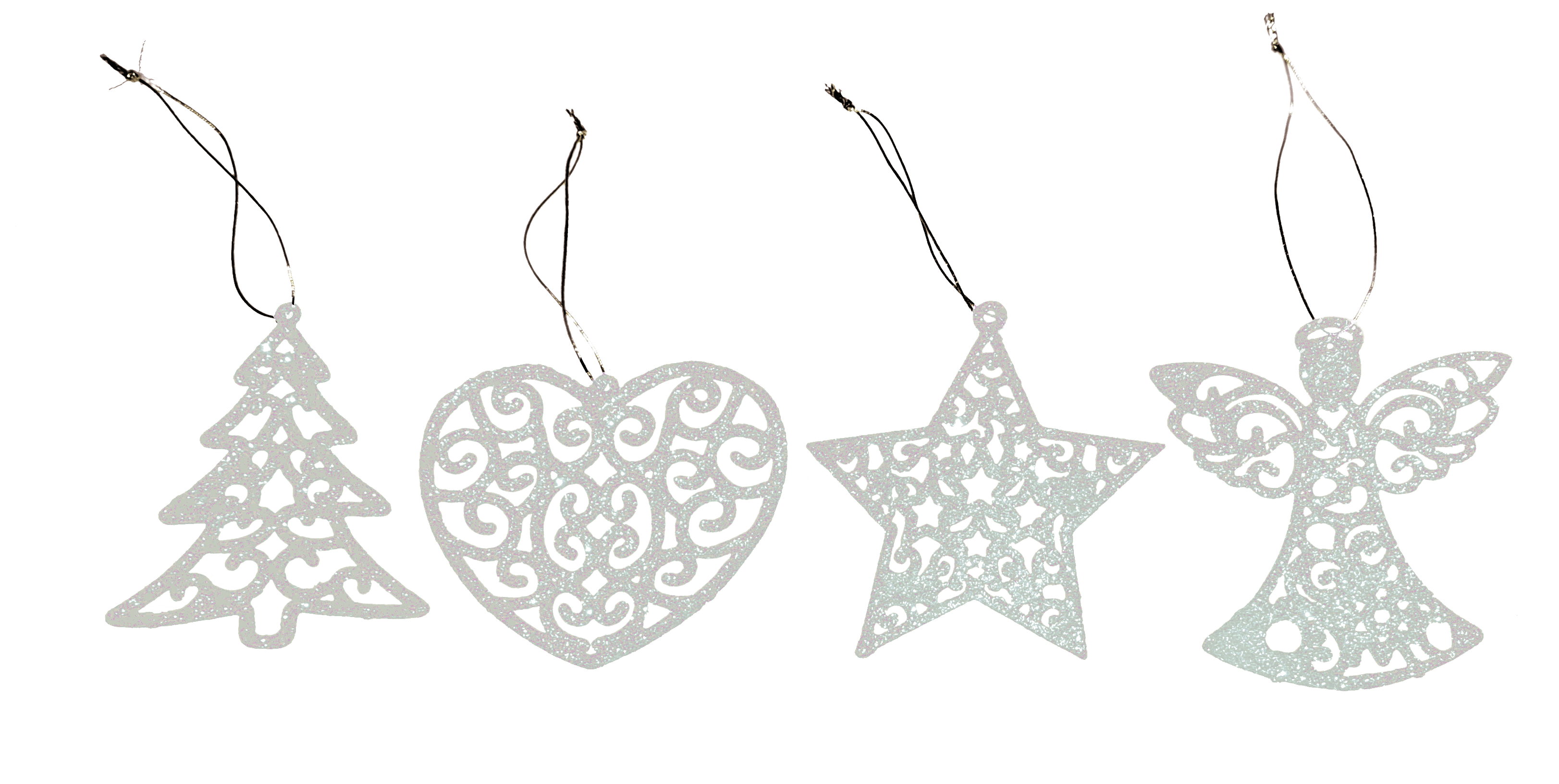 GIOCOPLAST NATALE - ADDOBBO GLITTER BIANCO 10 CM, MOD. ASS.