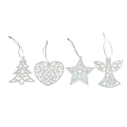 GIOCOPLAST NATALE - ADDOBBO GLITTER BIANCO 10 CM, MOD. ASS.