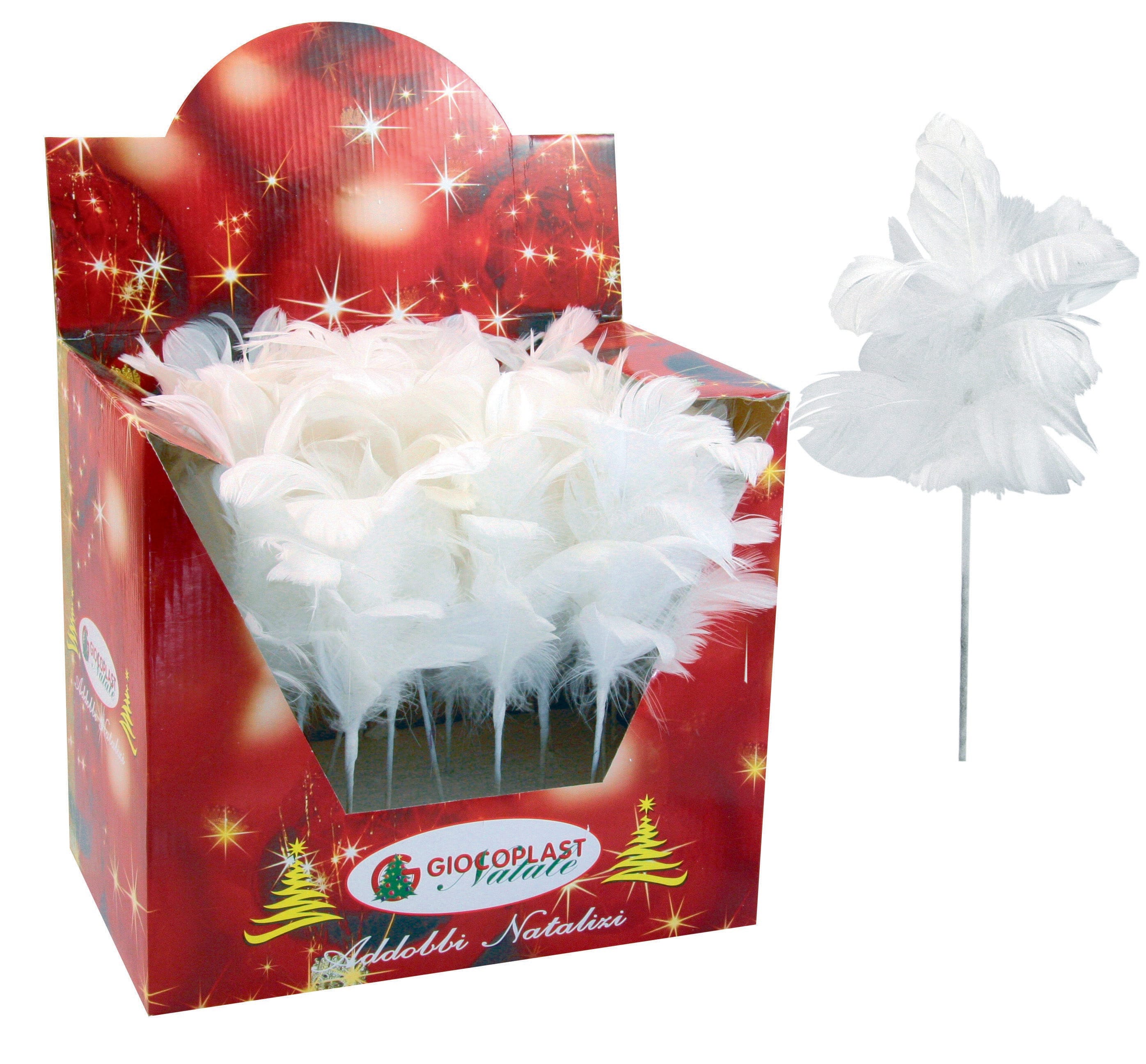 GIOCOPLAST NATALE - PICK BOA FIORE BIANCO CM.25, IN EXPO DA 36PZ.