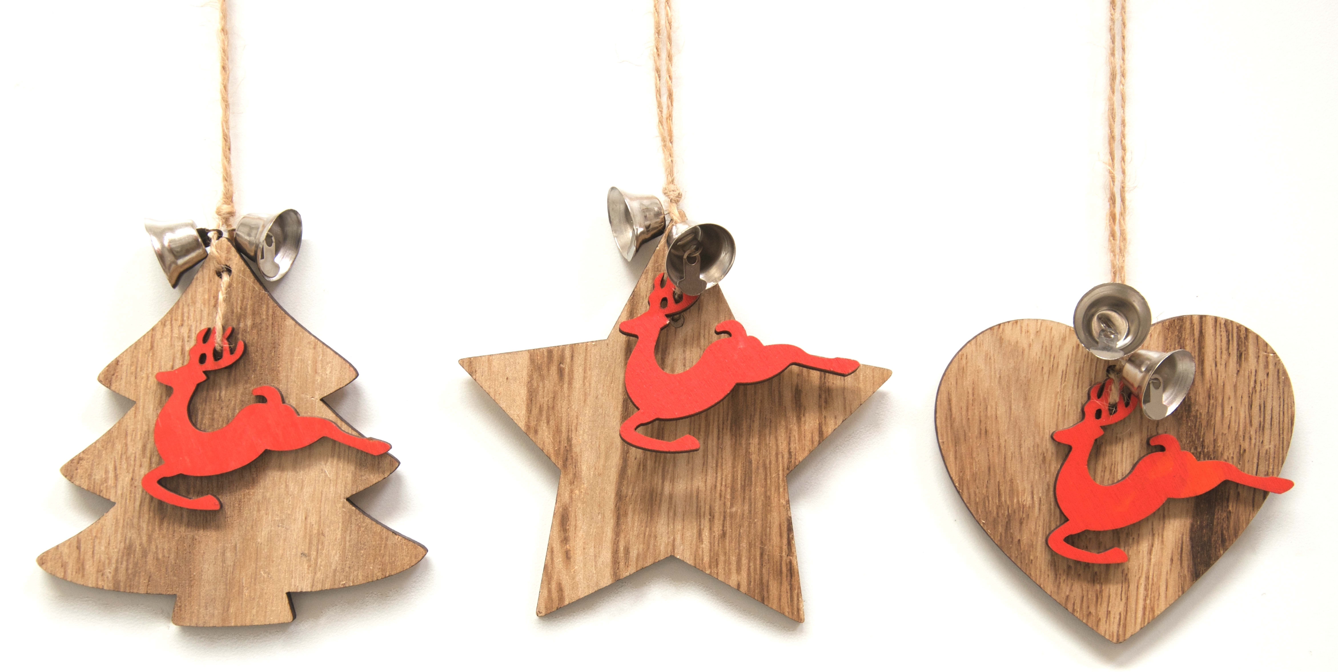 GIOCOPLAST NATALE - ADDOBBO LEGNO, 3 ASS 10 CM