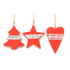 GIOCOPLAST NATALE - ADDOBBO LEGNO ROSSO, 3 ASS 17 CM