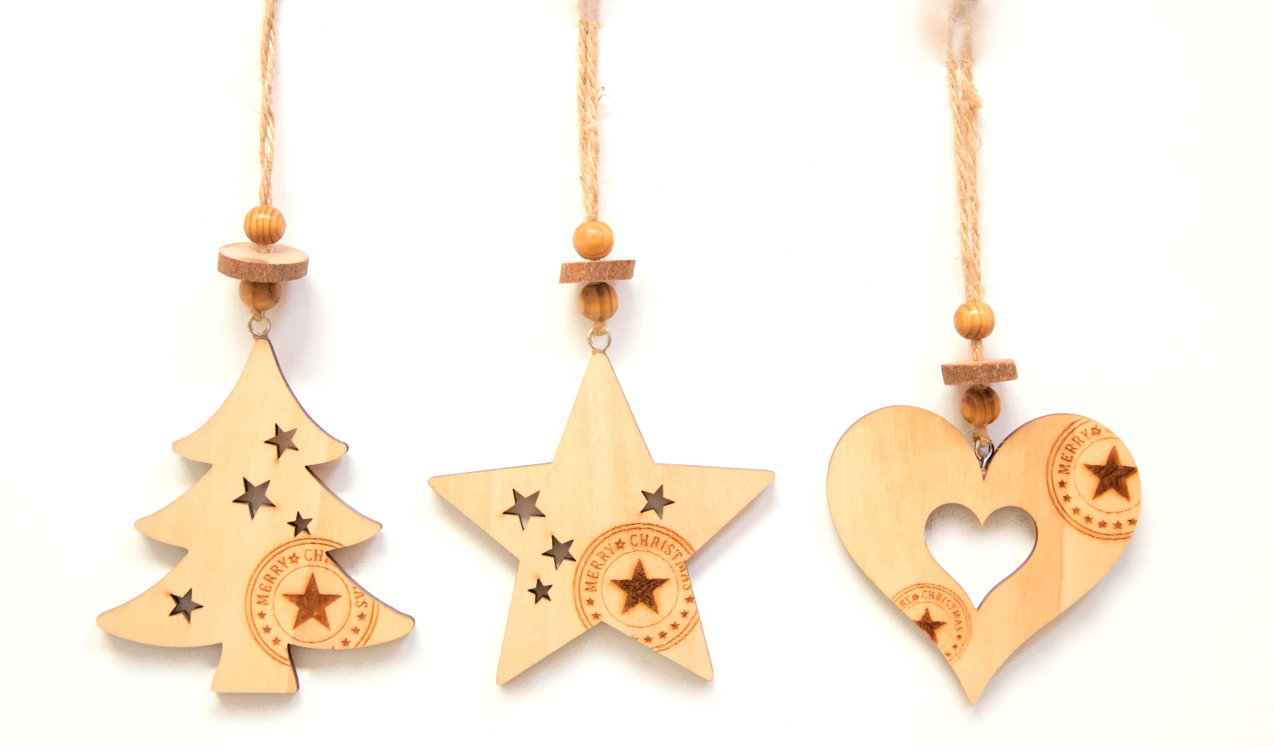 GIOCOPLAST NATALE - ADDOBBO LEGNO DECORATO CM 11 - 3 MOD ASS