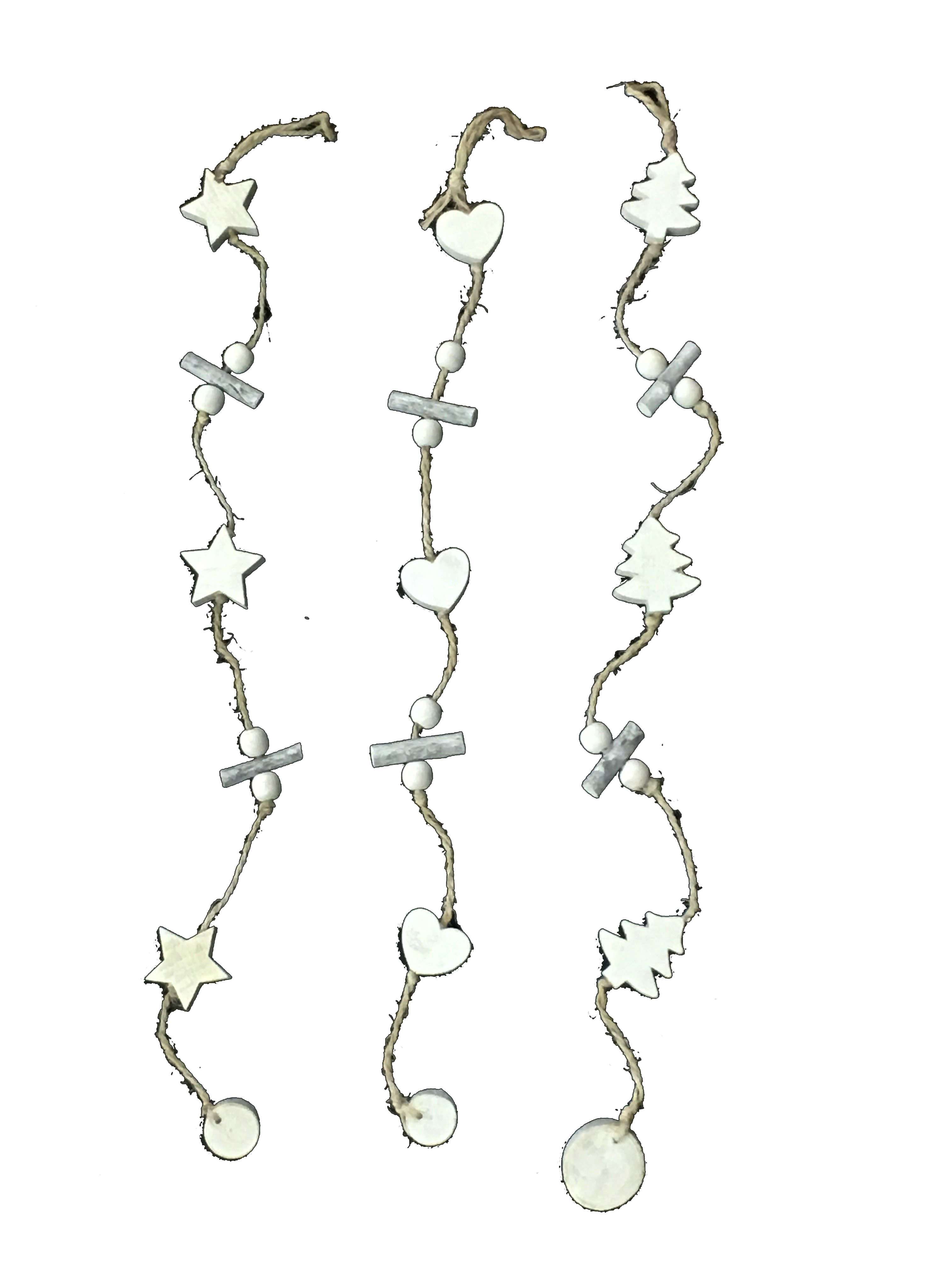 GIOCOPLAST NATALE - GHIRLANDA LEGNO SBIANCATO-GRIGIO DECORATA CM 60 - 3 ASS 34015266