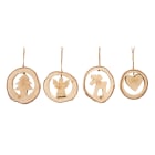 GIOCOPLAST NATALE - PENDENTE ANELLO LEGNO INTAGLIATO CM 10 - 4 ASS