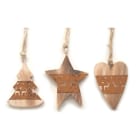 GIOCOPLAST NATALE - ADDOBBO LEGNO BICOLORE CM 14 - 3 ASS