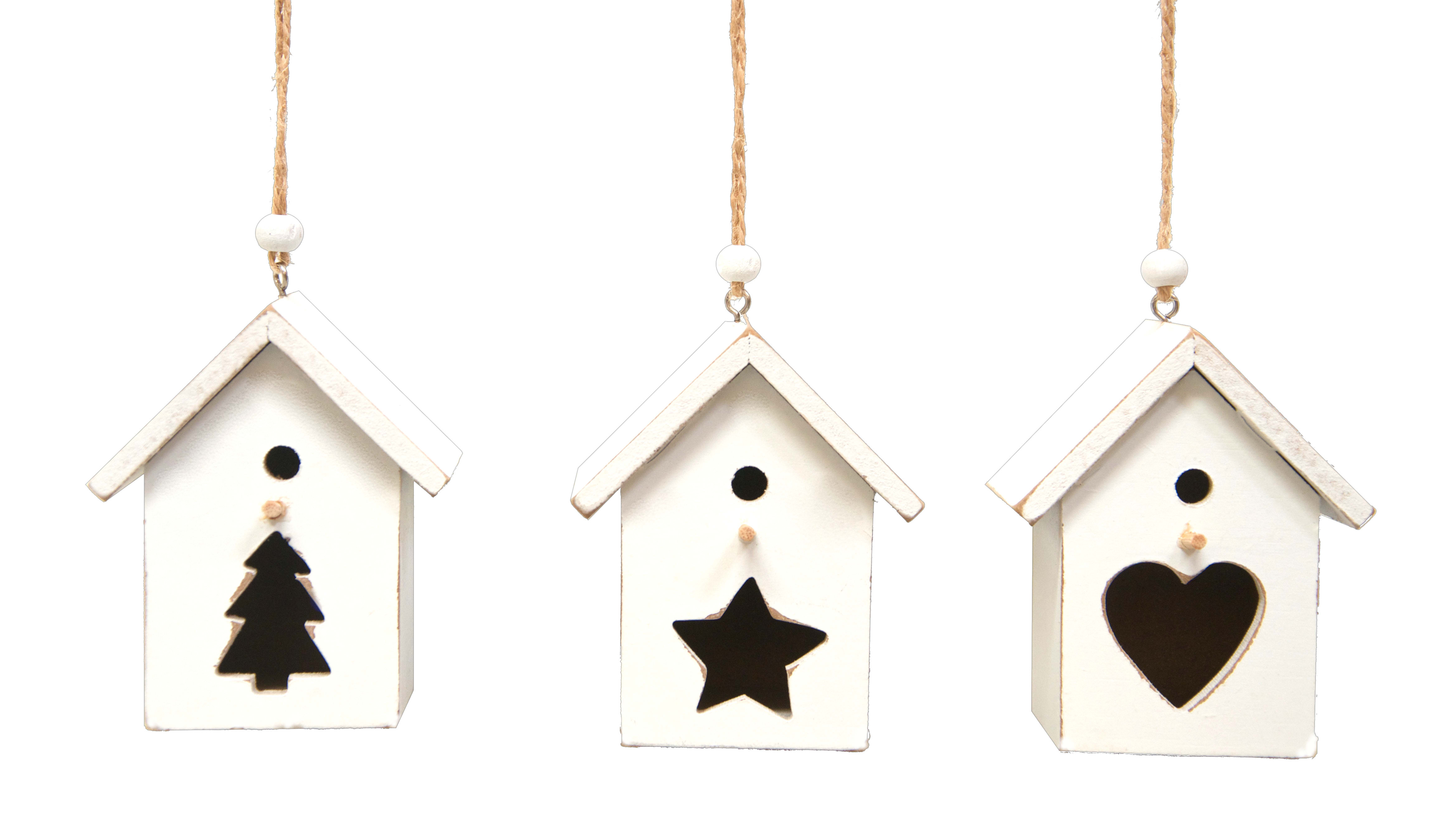 GIOCOPLAST NATALE - ADDOBBO CASETTA LEGNO SBIANCATO CM 7,5 - 3 ASS