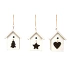 GIOCOPLAST NATALE - ADDOBBO CASETTA LEGNO SBIANCATO CM 7,5 - 3 ASS