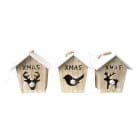 GIOCOPLAST NATALE - ADDOBBO CASETTA LEGNO NATURA CM 15 X 9 X 6 - 3 ASS