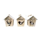 GIOCOPLAST NATALE - ADDOBBO CASETTA LEGNO NATURA CM 15 X 9 X 6 - 3 ASS