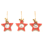 GIOCOPLAST NATALE - ADDOBBO LEGNO ROSSO STELLA CM 8, 3 ASS, IN DISPLAY DA 72 PZ