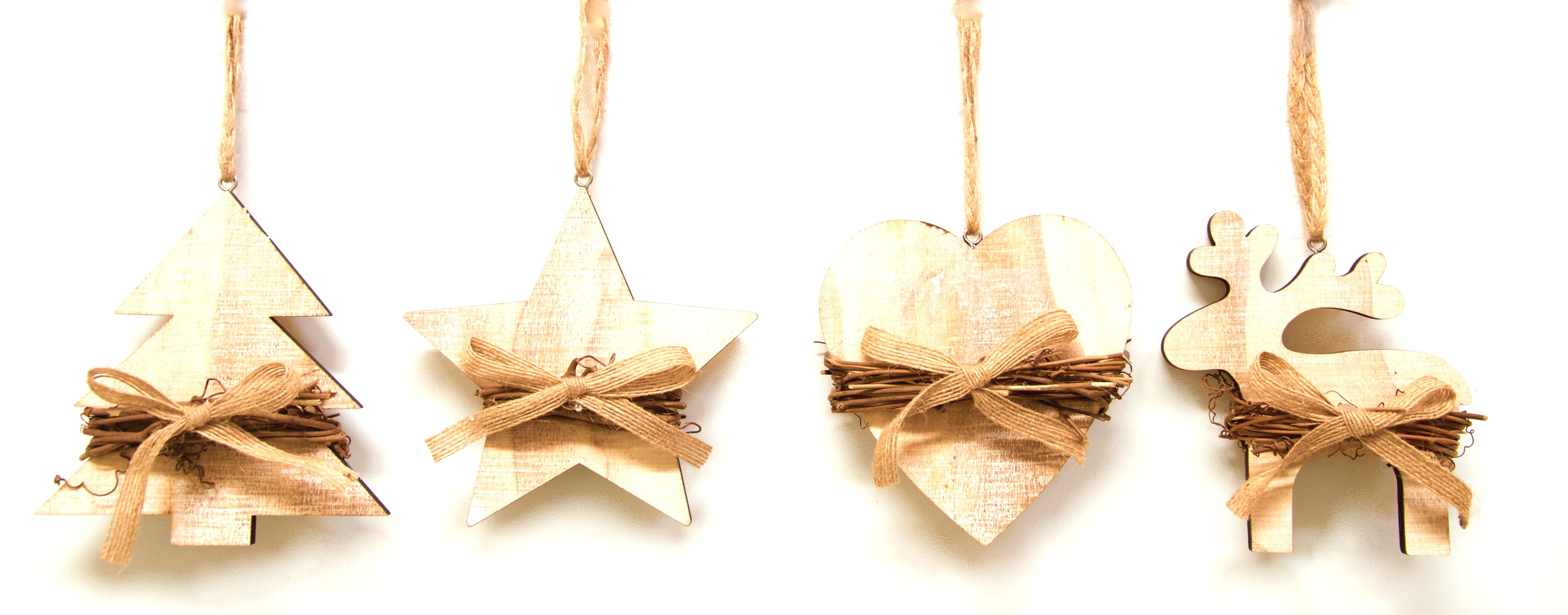 GIOCOPLAST NATALE - ADDOBBO LEGNO C/ RAMETTI CM 12 4 ASS, IN DISPLAY DA 48 PZ