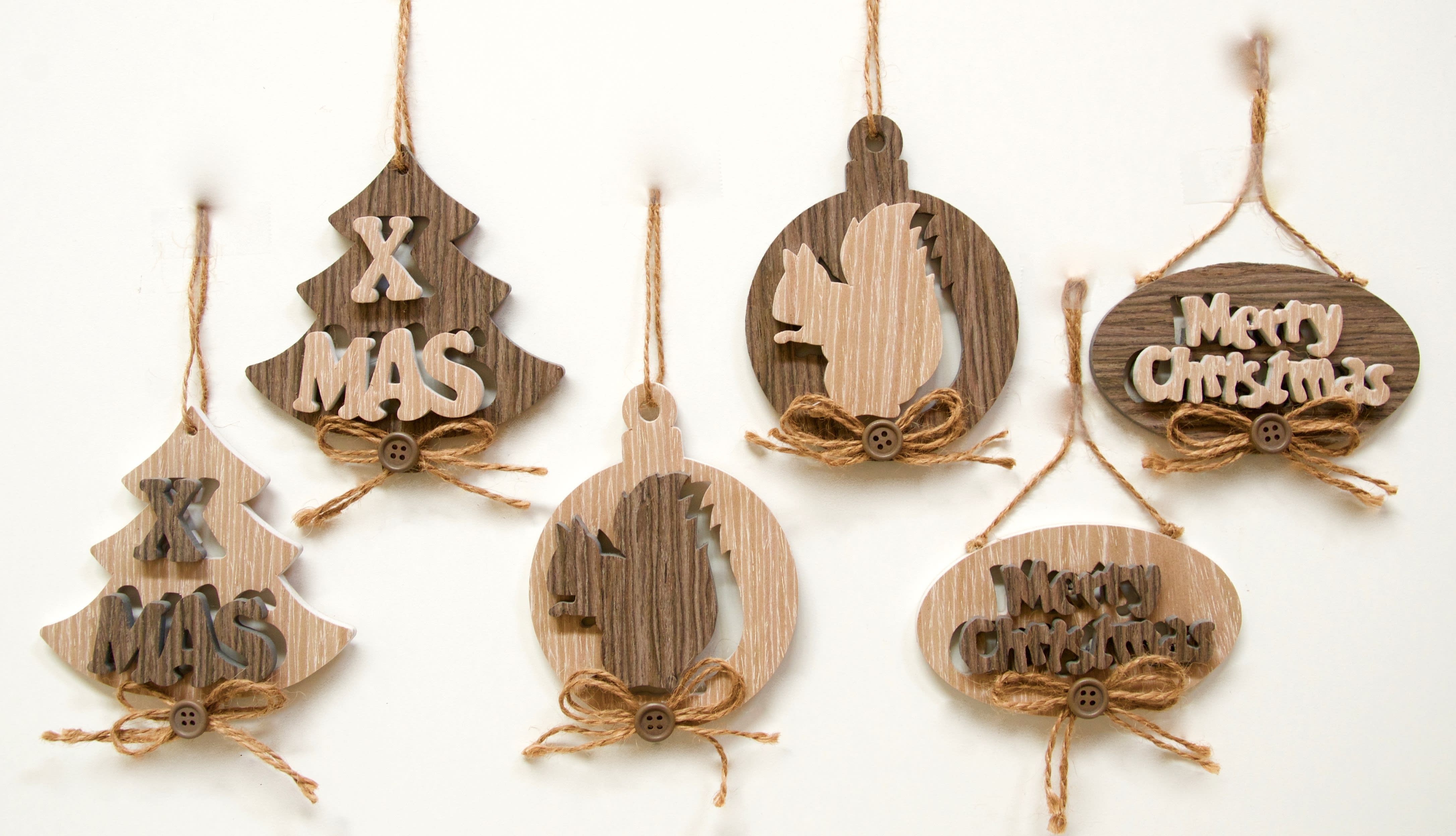 GIOCOPLAST NATALE - ADDOBBO EVA SHABBY EFFETTO LEGNO 12 CM - 3 MOD. ASS