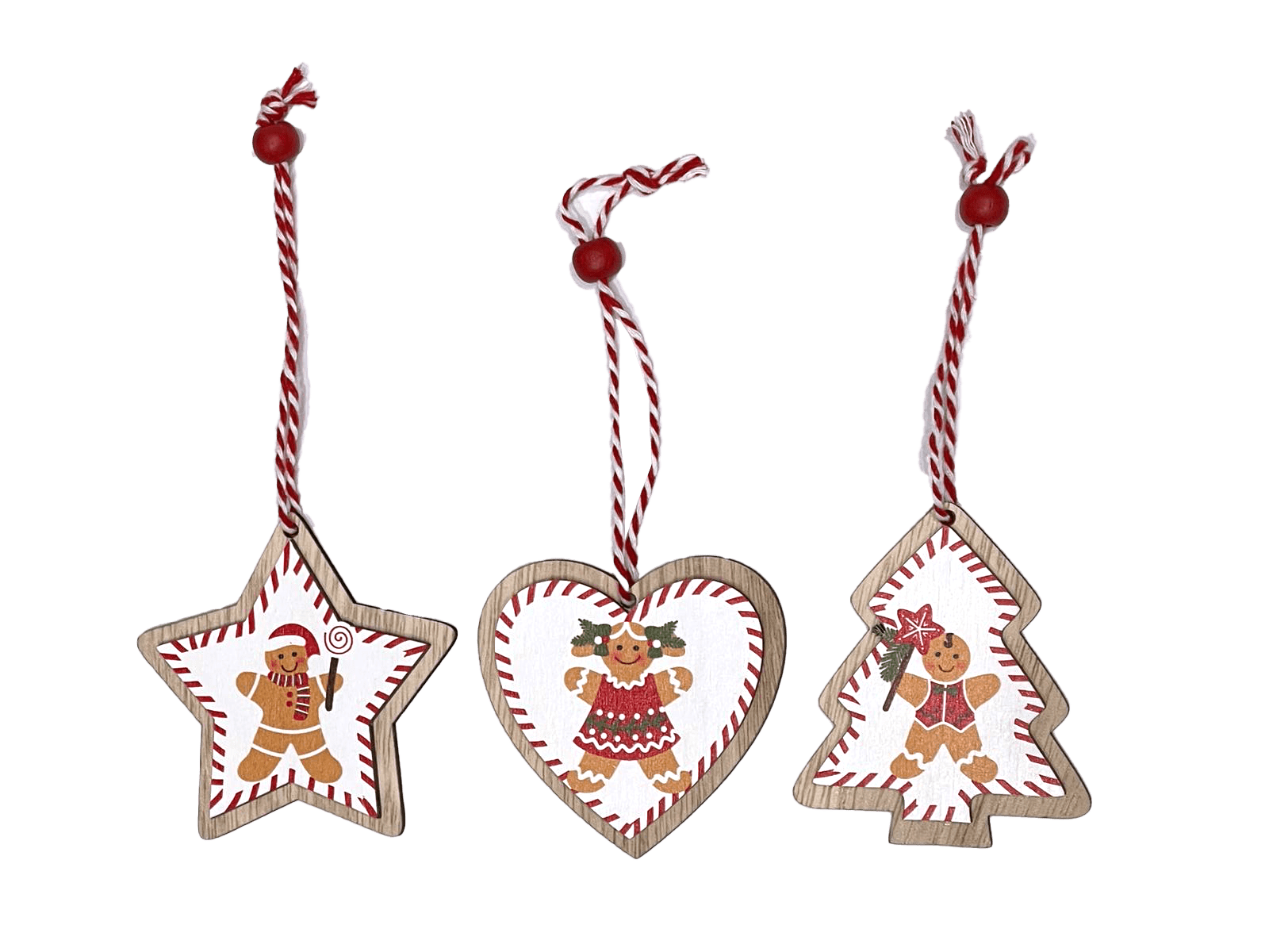 GIOCOPLAST NATALE - ADDOBBO GINGERBREAD DECORATO IN LEGNO, 8 CM, MOD. ASS.