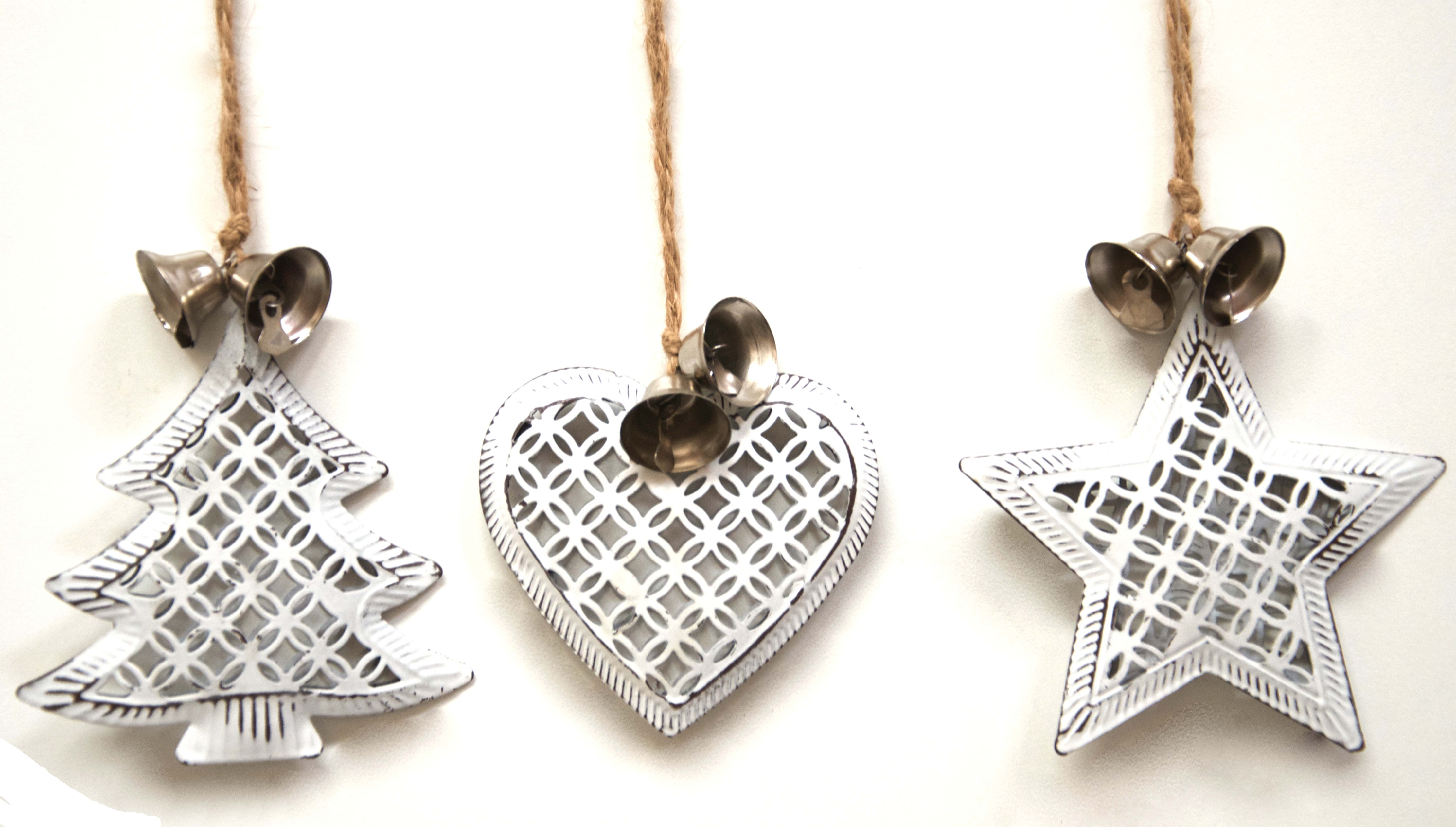 GIOCOPLAST NATALE - ADDOBBO METALLO BIANCO, 3 ASS 9 CM