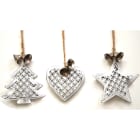 GIOCOPLAST NATALE - ADDOBBO METALLO BIANCO, 3 ASS 9 CM 35011724