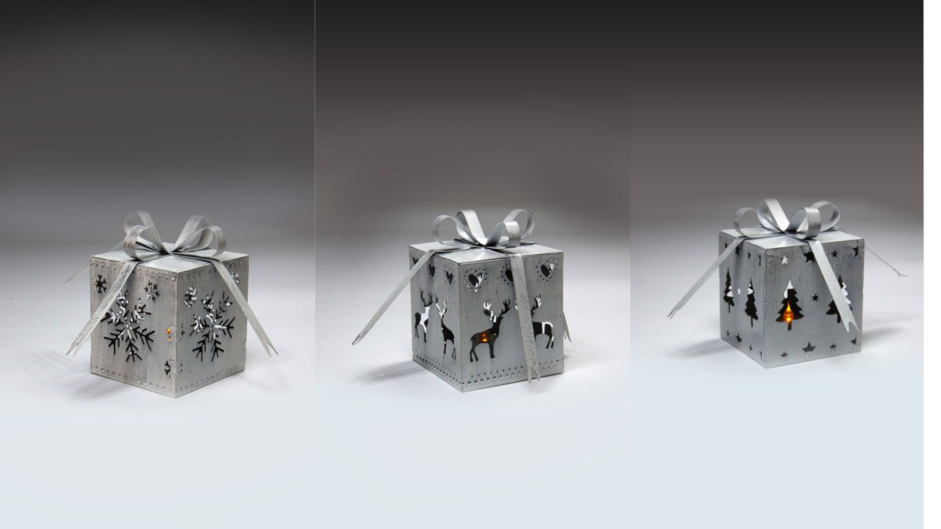 GIOCOPLAST NATALE - PACCHETTO REGALO METALLO SBIANCATO CON LUCE LED, A BATTERIA, CM 9 - 3 MOD ASS