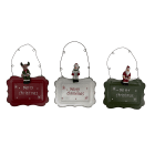 GIOCOPLAST NATALE - CARTELLO TRICOLORE IN METALLO, 16 CM, MOD. ASS.