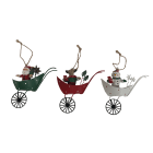 GIOCOPLAST NATALE - CARRIOLA TRICOLORE IN METALLO, 12 CM, SOGG. ASS.