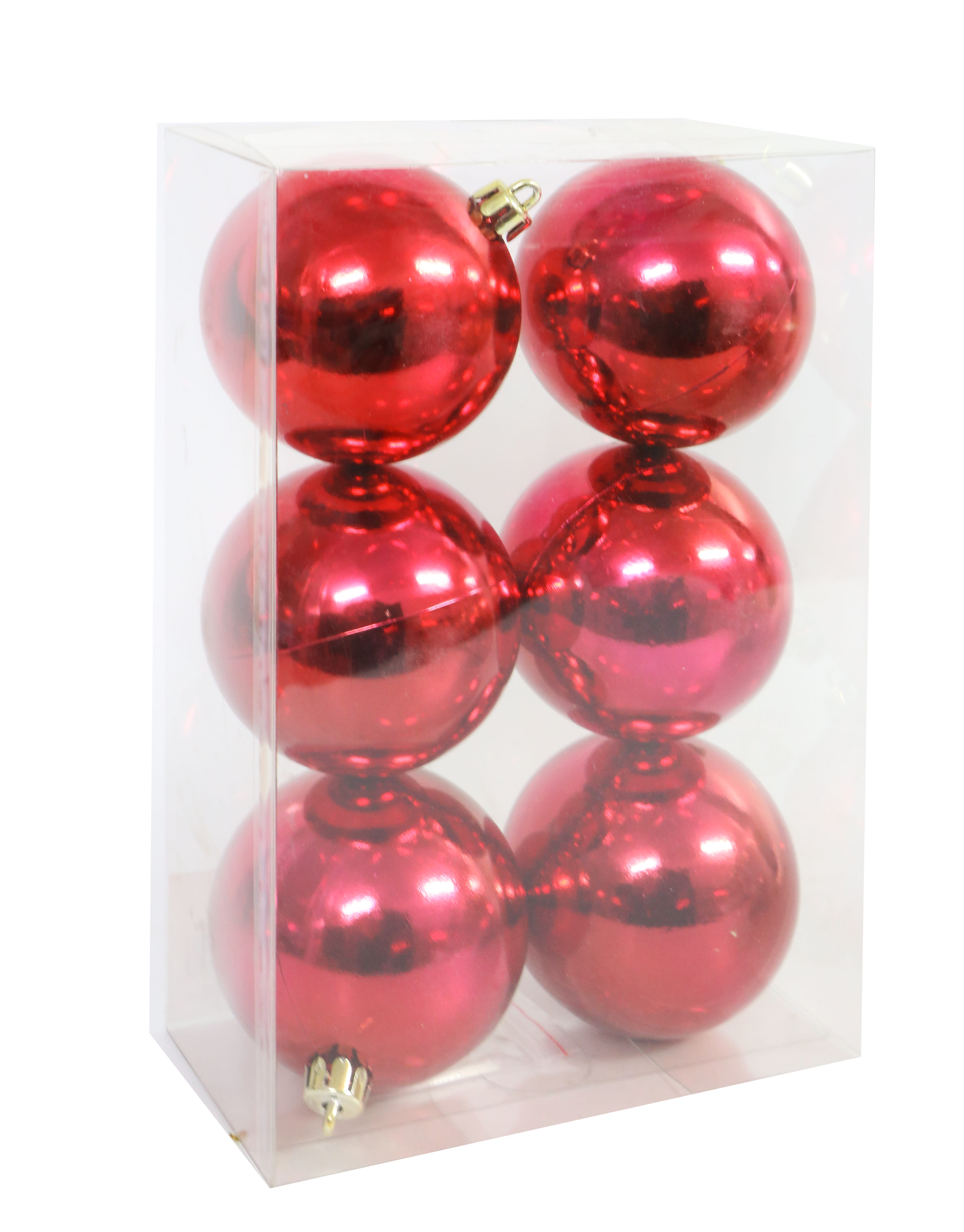 GIOCOPLAST NATALE - 6 SFERE PLASTICA PLASTICA D.80 IN SCAT. ROSSO LISCE