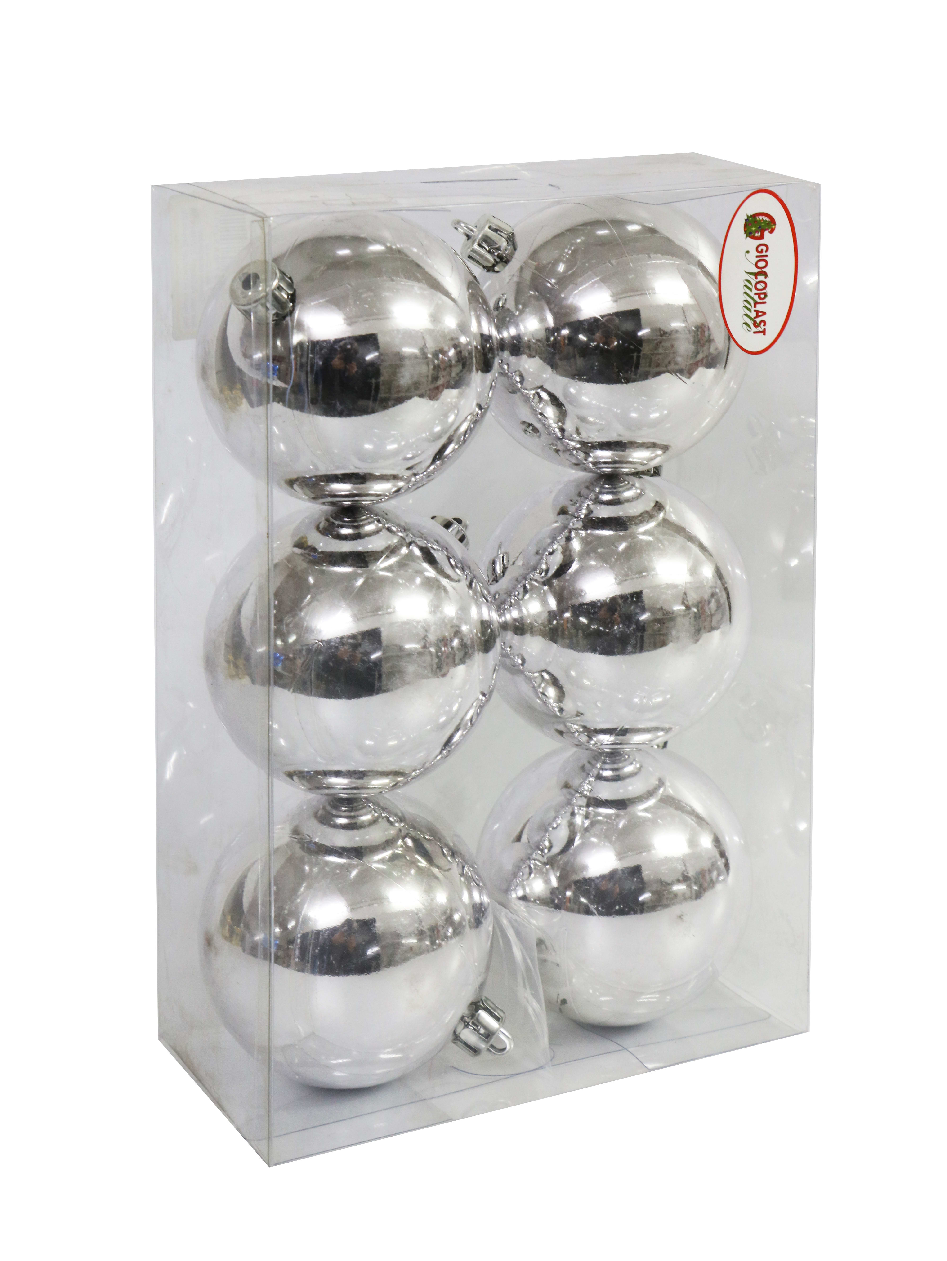 GIOCOPLAST NATALE - 6 SFERE PLASTICA PLASTICA D.80 IN SCAT. ARG. LISCE