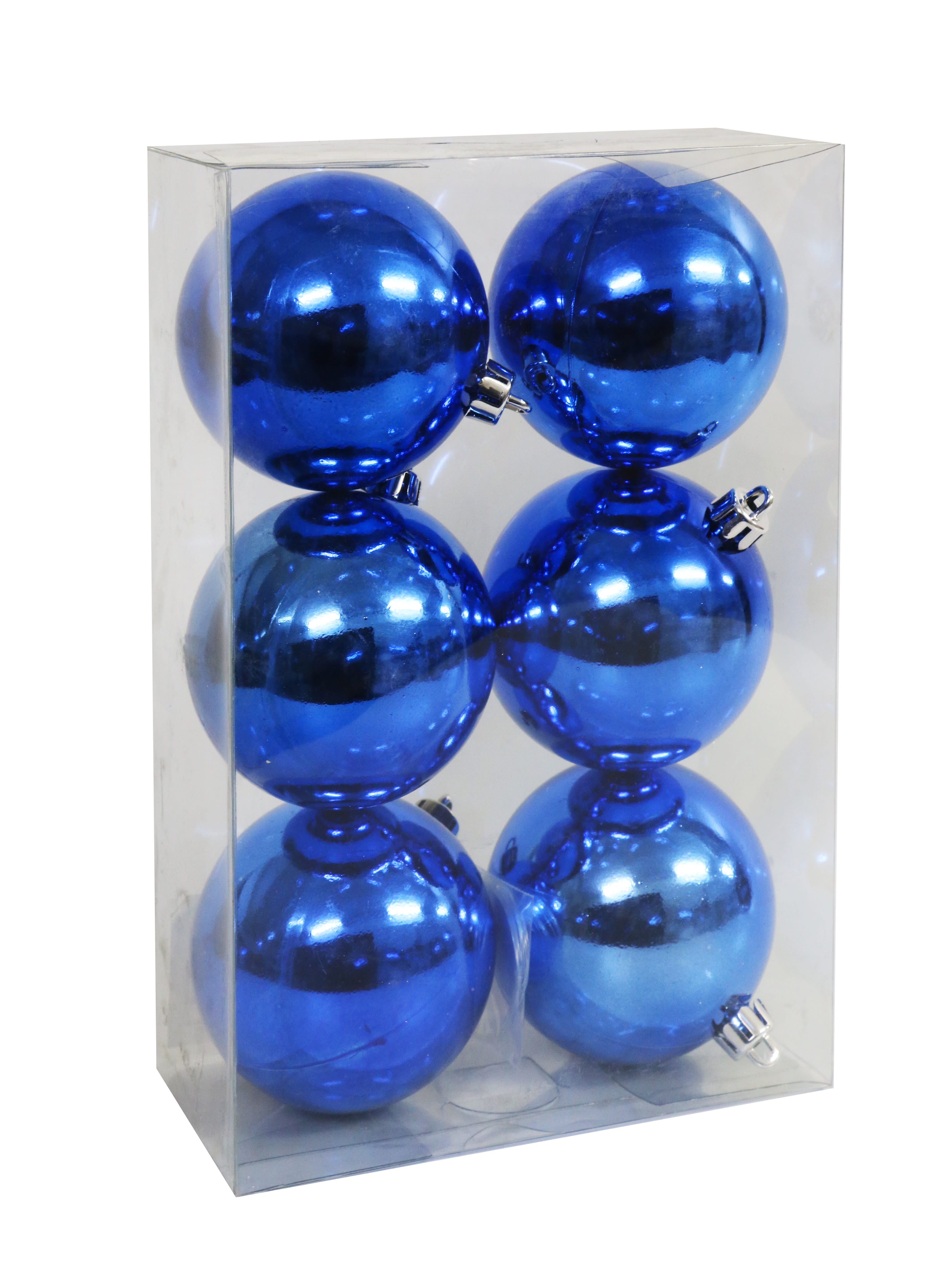GIOCOPLAST NATALE - 6 SFERE PLASTICA PLASTICA D.80 IN SCAT. BLU LISCE