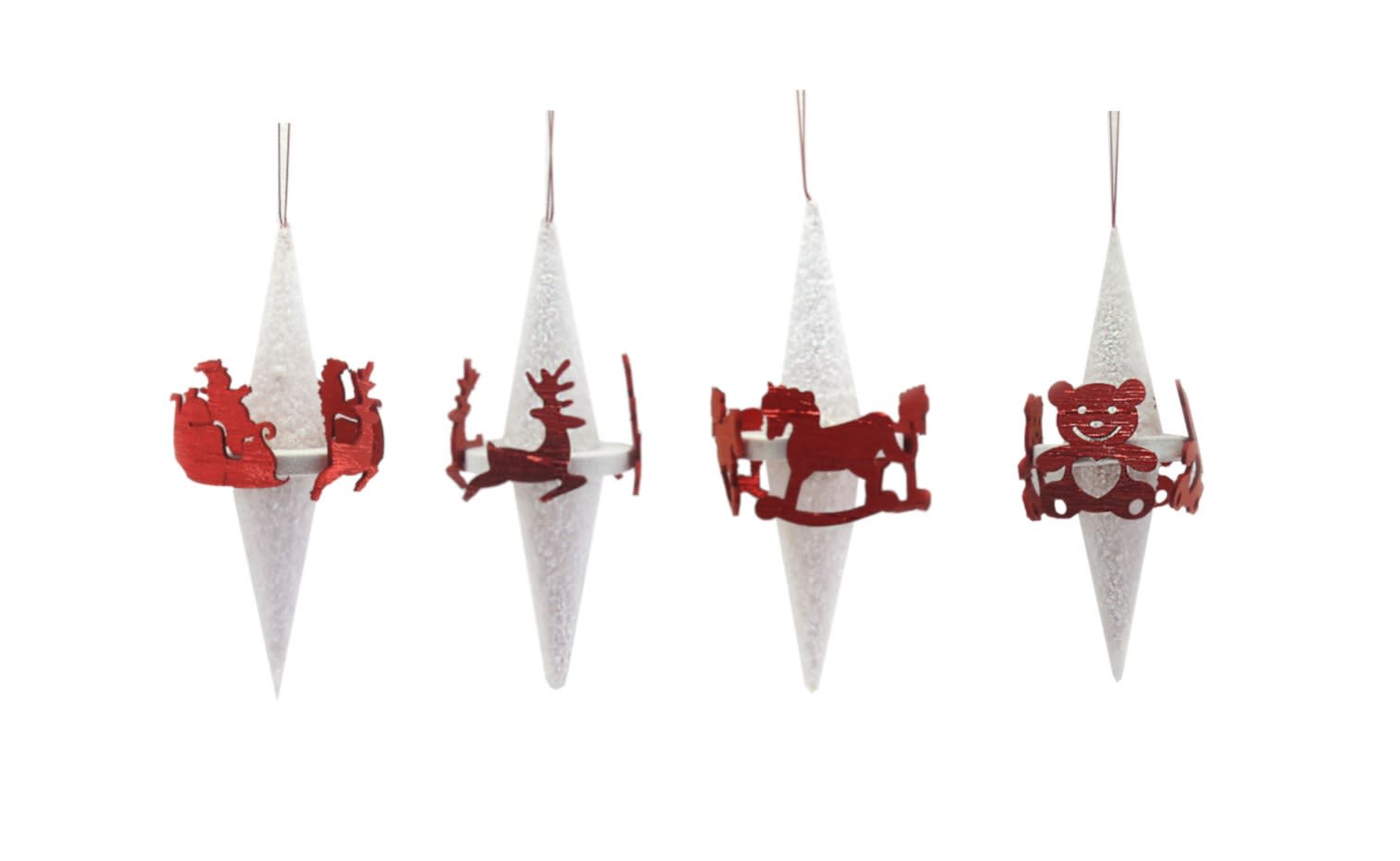 GIOCOPLAST NATALE - GHIACCIOLO GIOSTRINA BIANCO/ROSSO 17 CM ''CRYSTAL CHIC'', MOD. ASS.