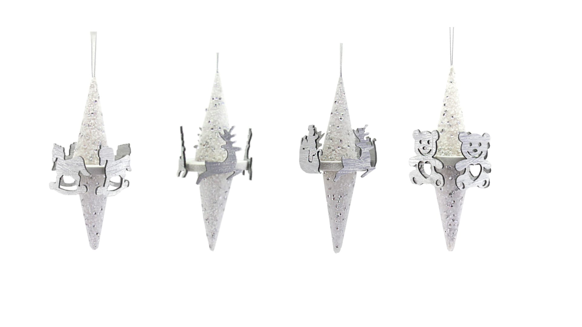 GIOCOPLAST NATALE - GHIACCIOLO GIOSTRINA BIANCO 17 CM ''CRYSTAL CHIC'', MOD. ASS.