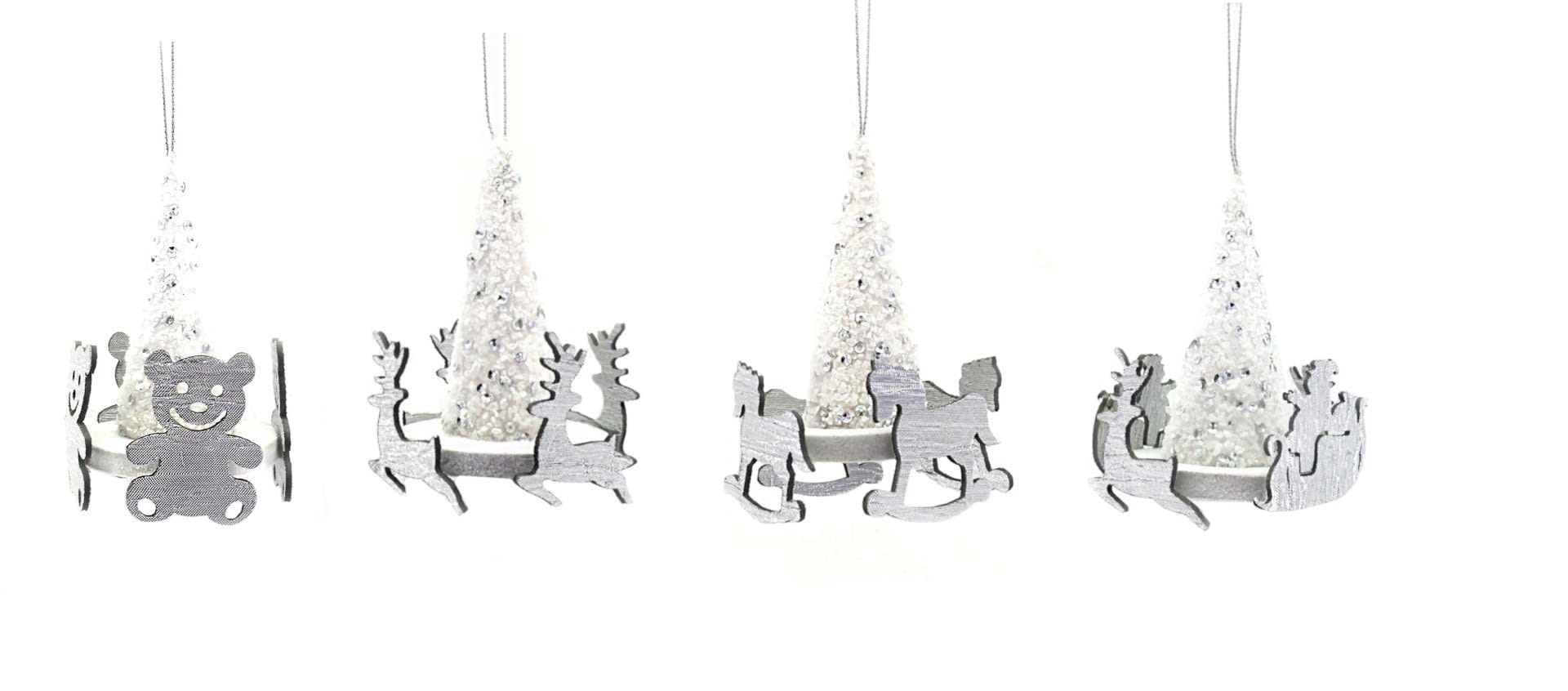 GIOCOPLAST NATALE - CAPPELLINO GIOSTRINA BIANCO/ARGENTO 11 CM ''CRYSTAL CHIC'', MOD. ASS.