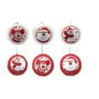 GIOCOPLAST NATALE - SFERA ''CRYSTAL CHIC'' BIANCO/ROSSA 8 CM CON DECORO PATCH IN STOFFA, MOD. ASS.