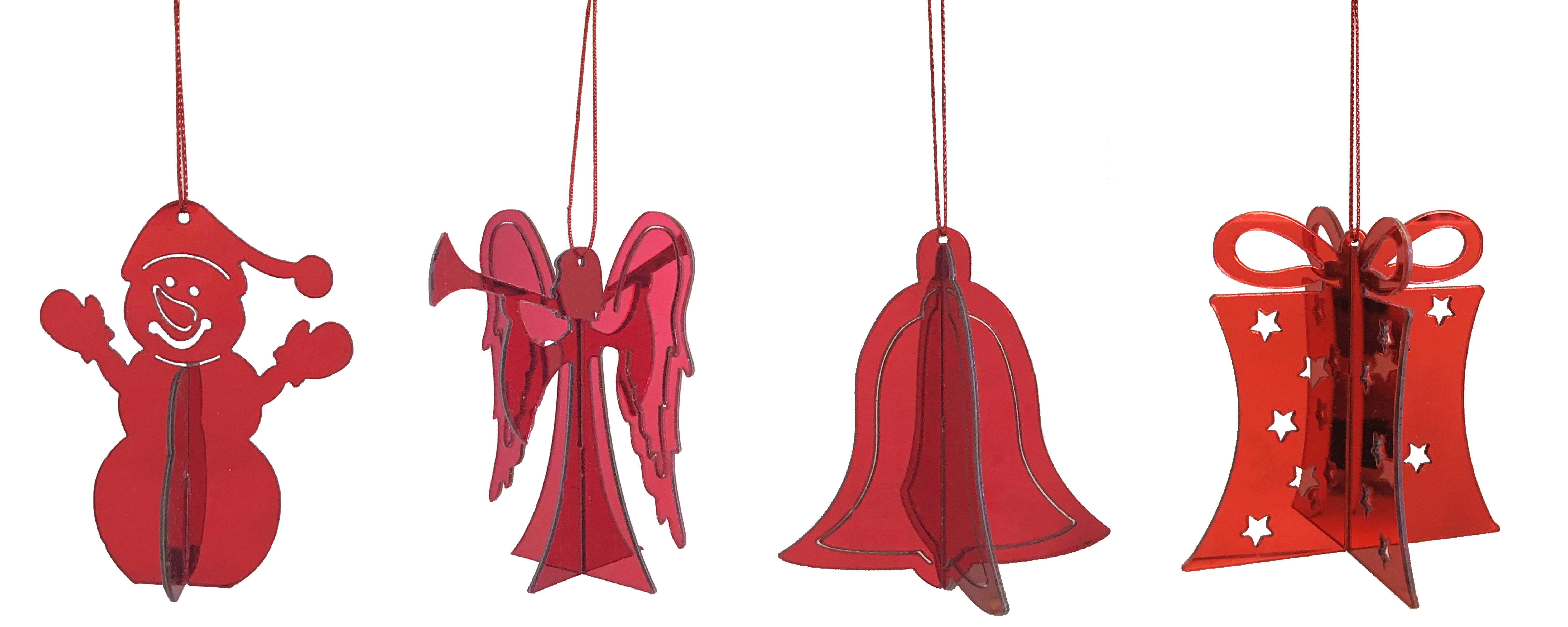 GIOCOPLAST NATALE - SOGGETTO 3D ROSSO ''CRYSTAL CLEAR'' 8 CM, MOD. ASS.