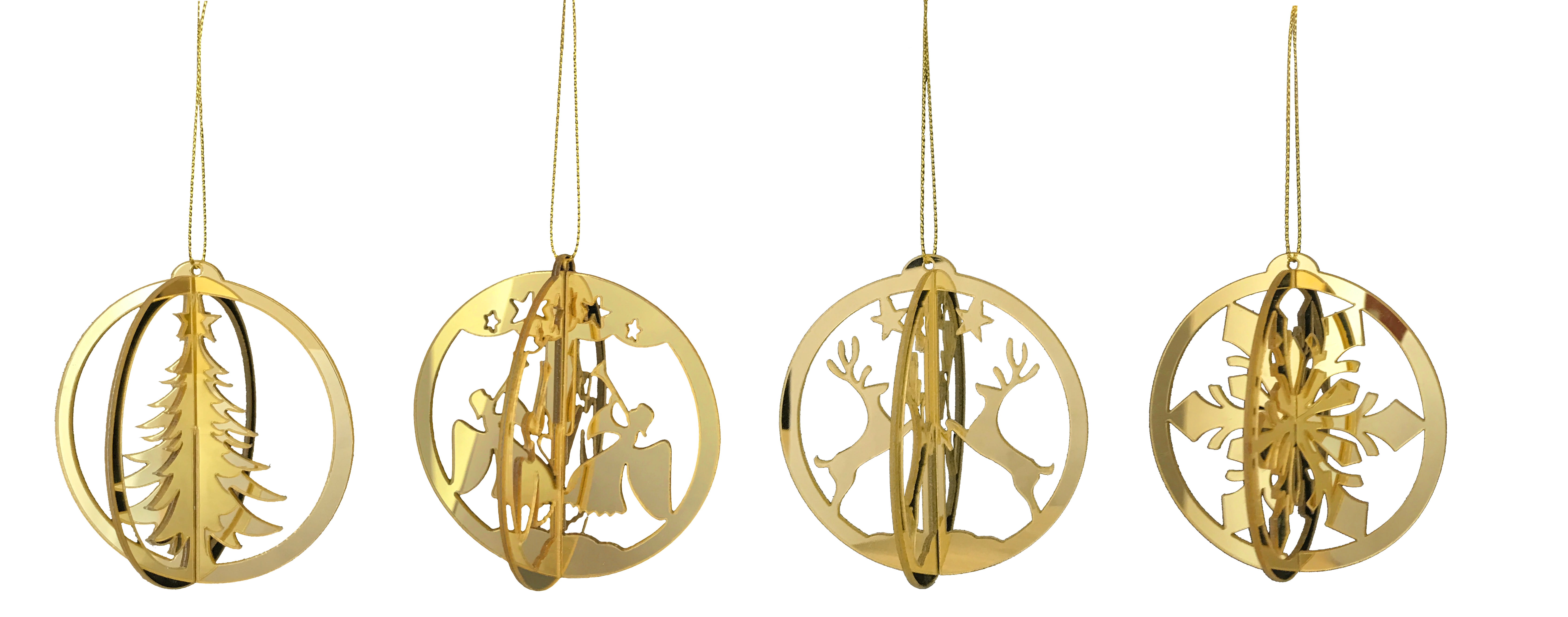 GIOCOPLAST NATALE - ADDOBBO CIRCOLARE 3D ORO ''CRYSTAL CLEAR'' 8 CM, MOD. ASS.