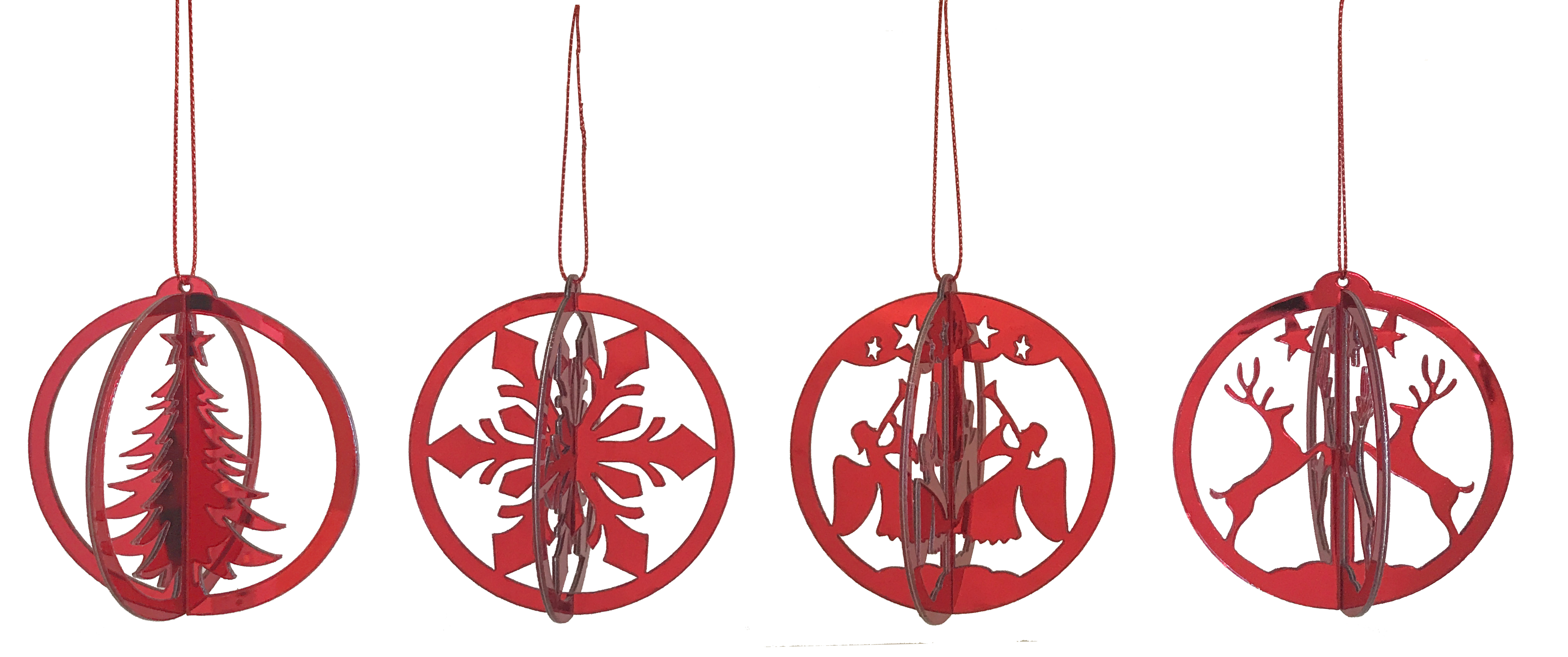 GIOCOPLAST NATALE - ADDOBBO CIRCOLARE 3D ROSSO ''CRYSTAL CLEAR'' 8 CM , MOD. ASS.