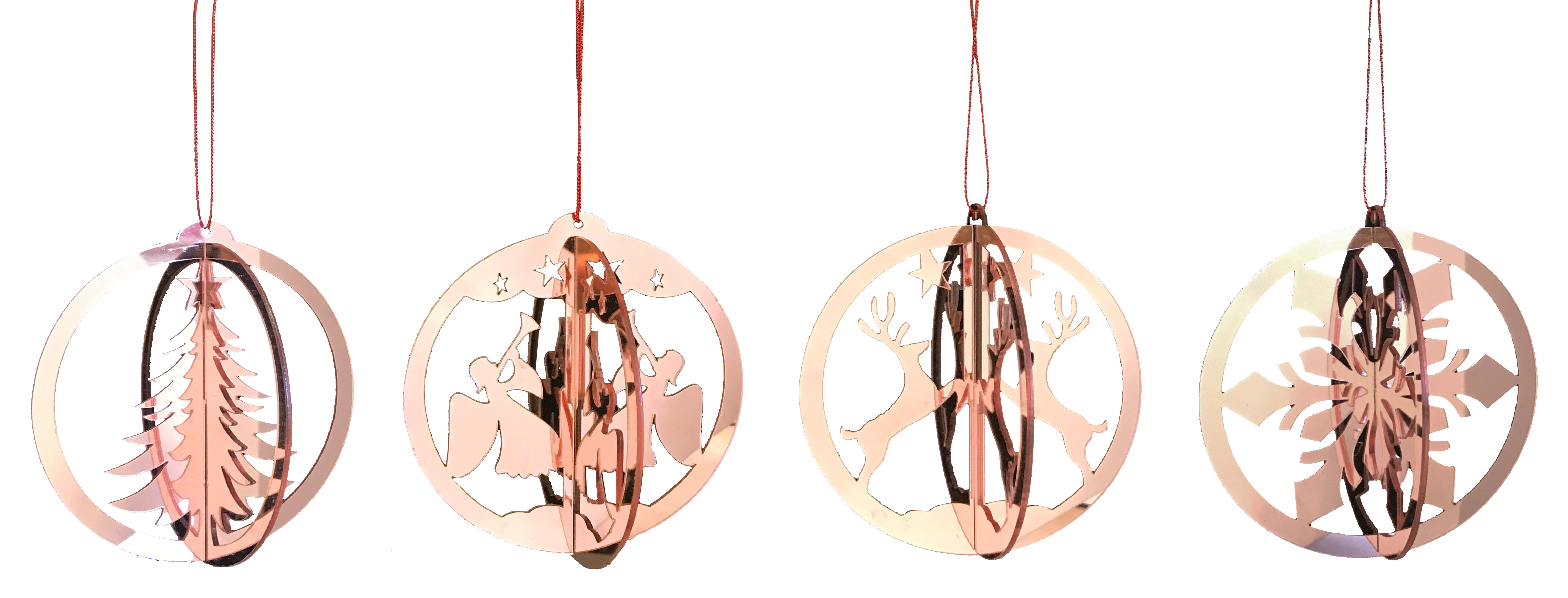 GIOCOPLAST NATALE - ADDOBBO CIRCOLARE ROSA ''CRYSTAL CLEAR'' 8 CM, MOD. ASS.