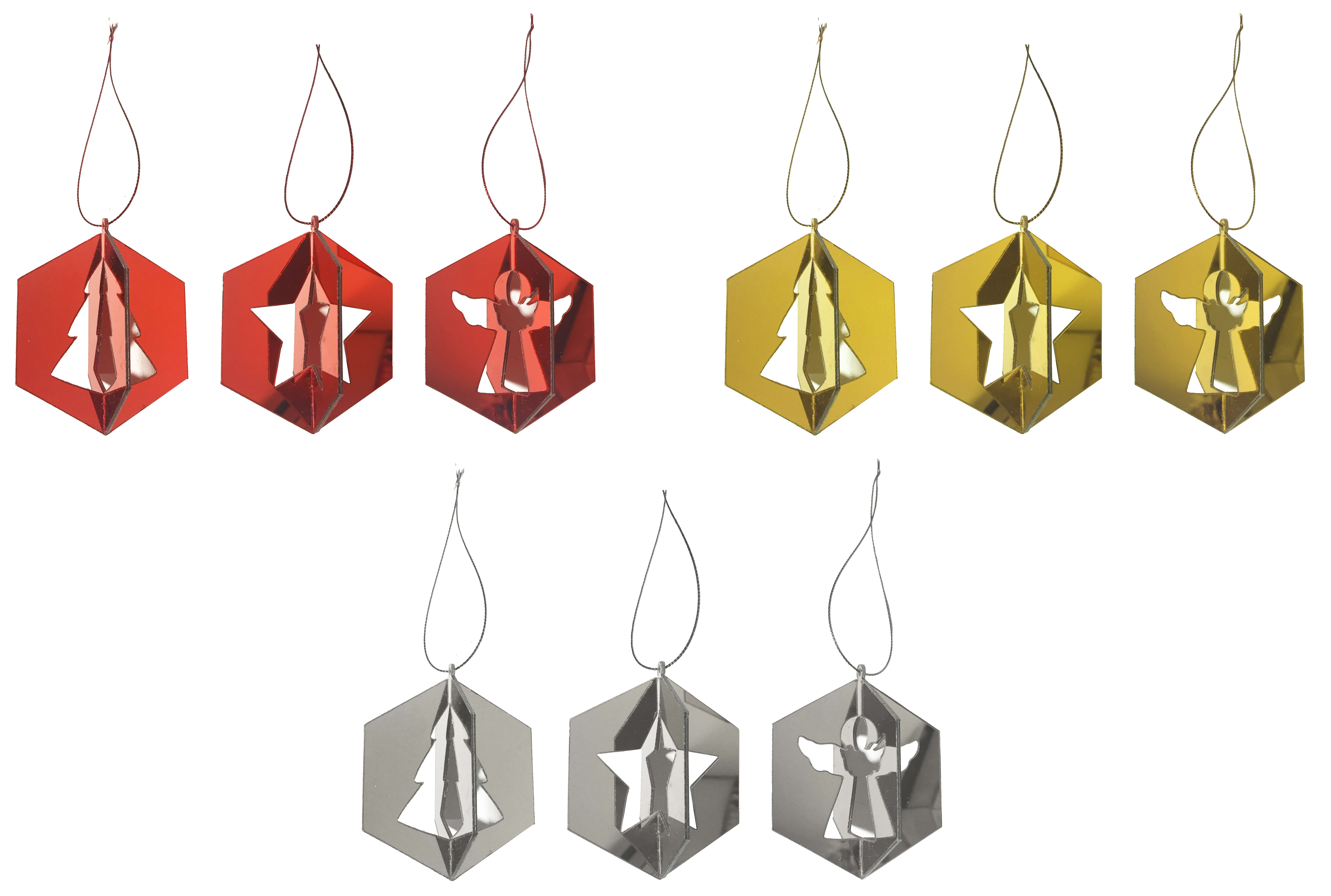 GIOCOPLAST NATALE - ADDOBBO DIAMANTE 3D ''CRYSTAL CLEAR'' 8 CM, COL. E MOD. ASS.