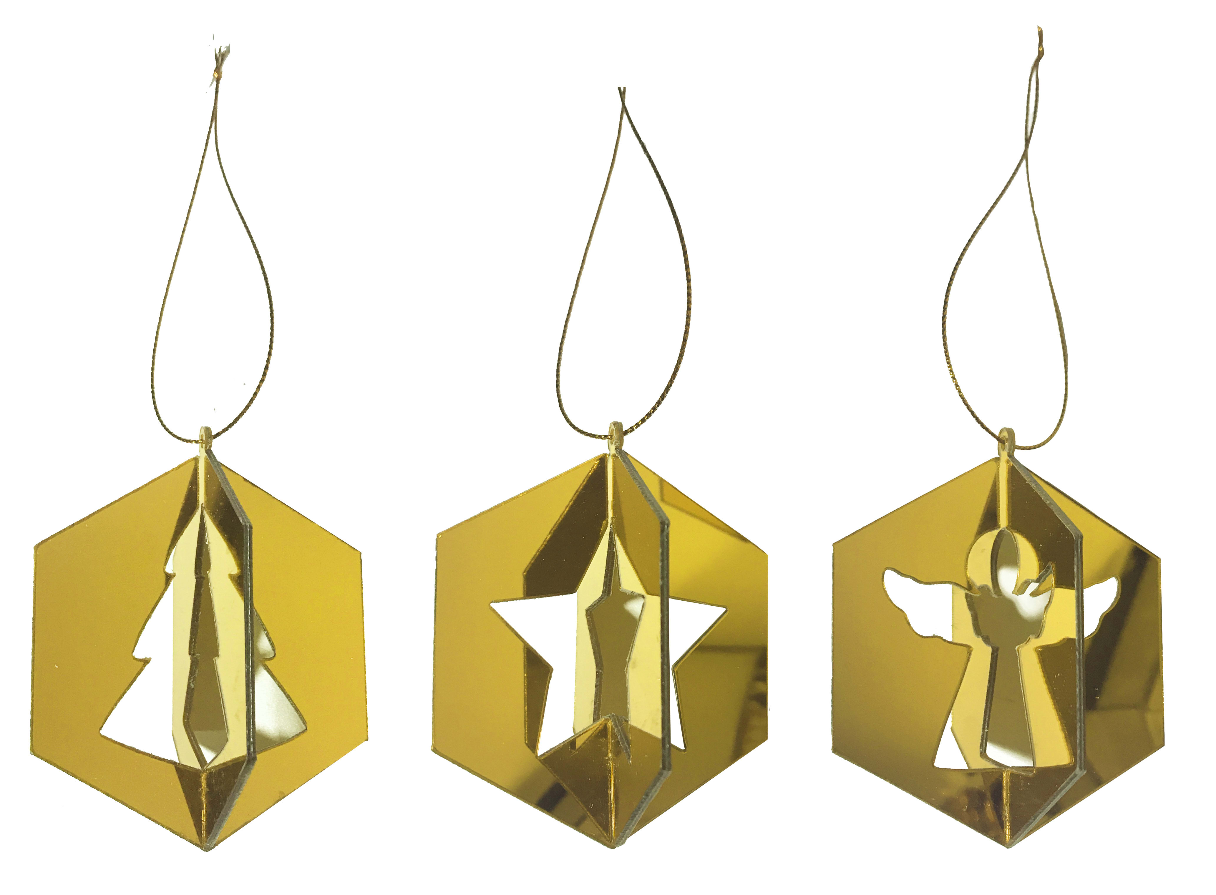 GIOCOPLAST NATALE - ADDOBBO DIAMANTE 3D ORO ''CRYSTAL CLEAR'' 8 CM, MOD. ASS.